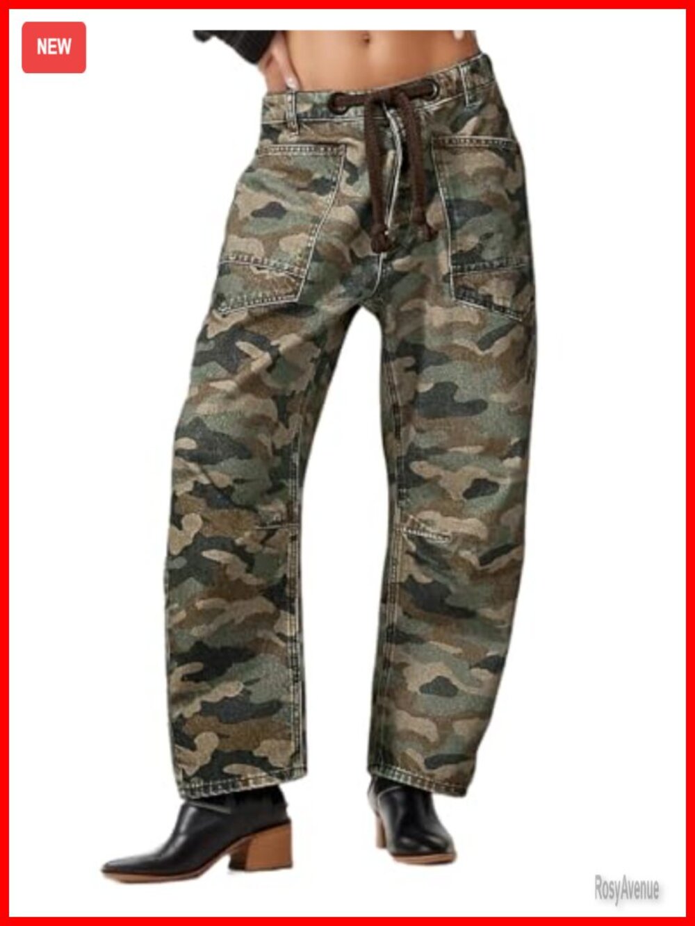 Barrel Jeans Mid Rise Baggy Denim Pants with Pockets